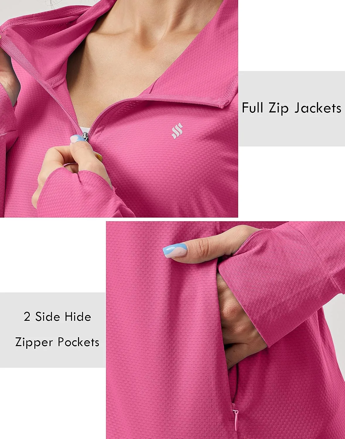 Soothfeel Women's UPF 50  Sun Protection Hoodie Jacket Lightweight Long Sleeve Sun Shirt for Women with Pocket Hiking Outdoor