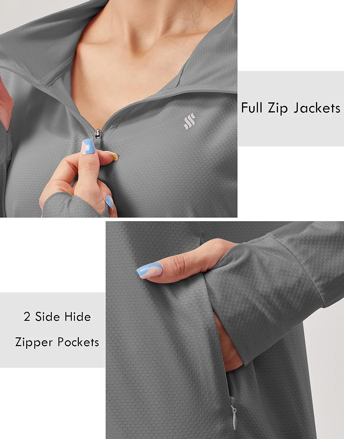 Soothfeel Women's UPF 50  Sun Protection Hoodie Jacket Lightweight Long Sleeve Sun Shirt for Women with Pocket Hiking Outdoor