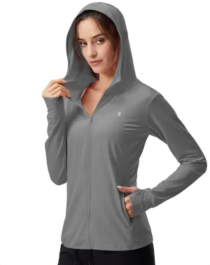 Soothfeel Women's UPF 50  Sun Protection Hoodie Jacket Lightweight Long Sleeve Sun Shirt for Women with Pocket Hiking Outdoor