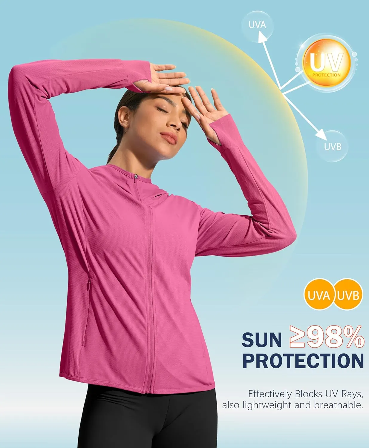 Soothfeel Women's UPF 50  Sun Protection Hoodie Jacket Lightweight Long Sleeve Sun Shirt for Women with Pocket Hiking Outdoor