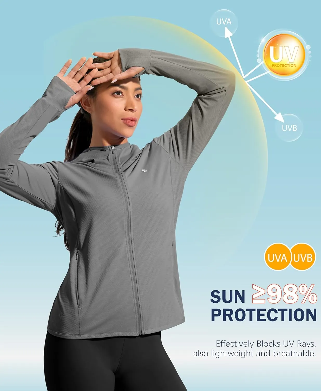 Soothfeel Women's UPF 50  Sun Protection Hoodie Jacket Lightweight Long Sleeve Sun Shirt for Women with Pocket Hiking Outdoor