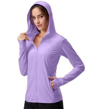 Soothfeel Women's UPF 50  Sun Protection Hoodie Jacket Lightweight Long Sleeve Sun Shirt for Women with Pocket Hiking Outdoor