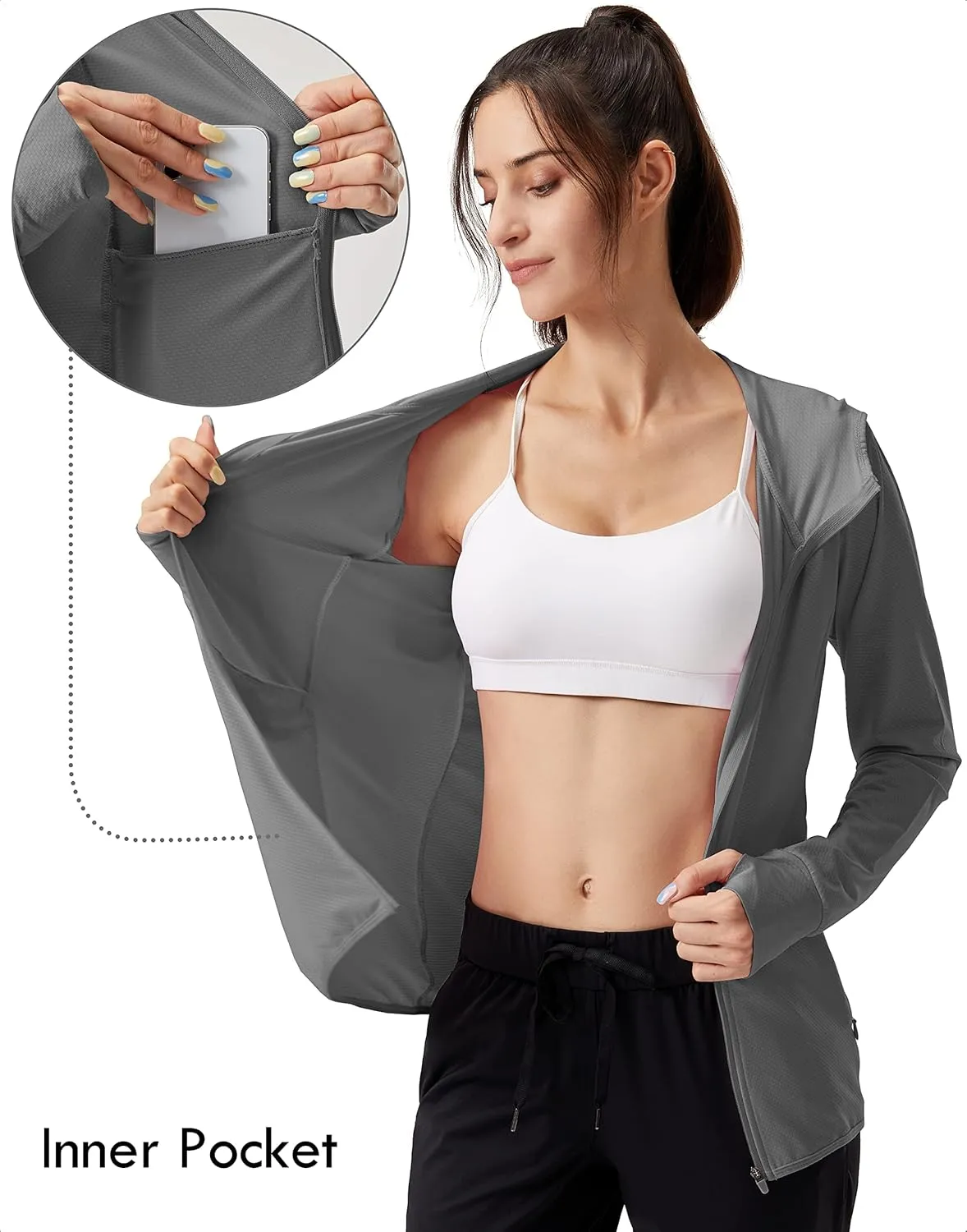 Soothfeel Women's UPF 50  Sun Protection Hoodie Jacket Lightweight Long Sleeve Sun Shirt for Women with Pocket Hiking Outdoor
