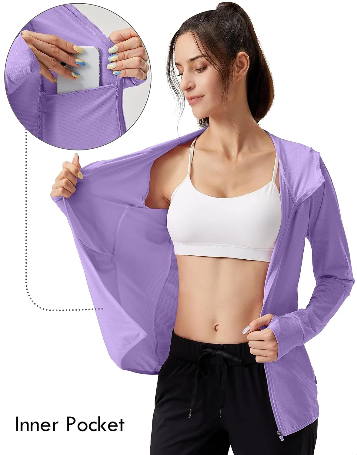 Soothfeel Women's UPF 50  Sun Protection Hoodie Jacket Lightweight Long Sleeve Sun Shirt for Women with Pocket Hiking Outdoor