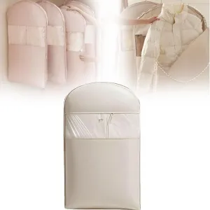 Space Saving Garment Bags,Closet Organizers Hanging with Self Compression Zipper,Storage Bag for Clothes travel(Beige,1PC*M)