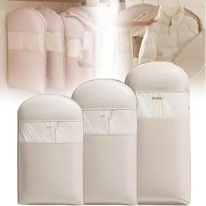 Space Saving Garment Bags,Closet Organizers Hanging with Self Compression Zipper,Storage Bag for Clothes travel(Beige,3PCS*XL)