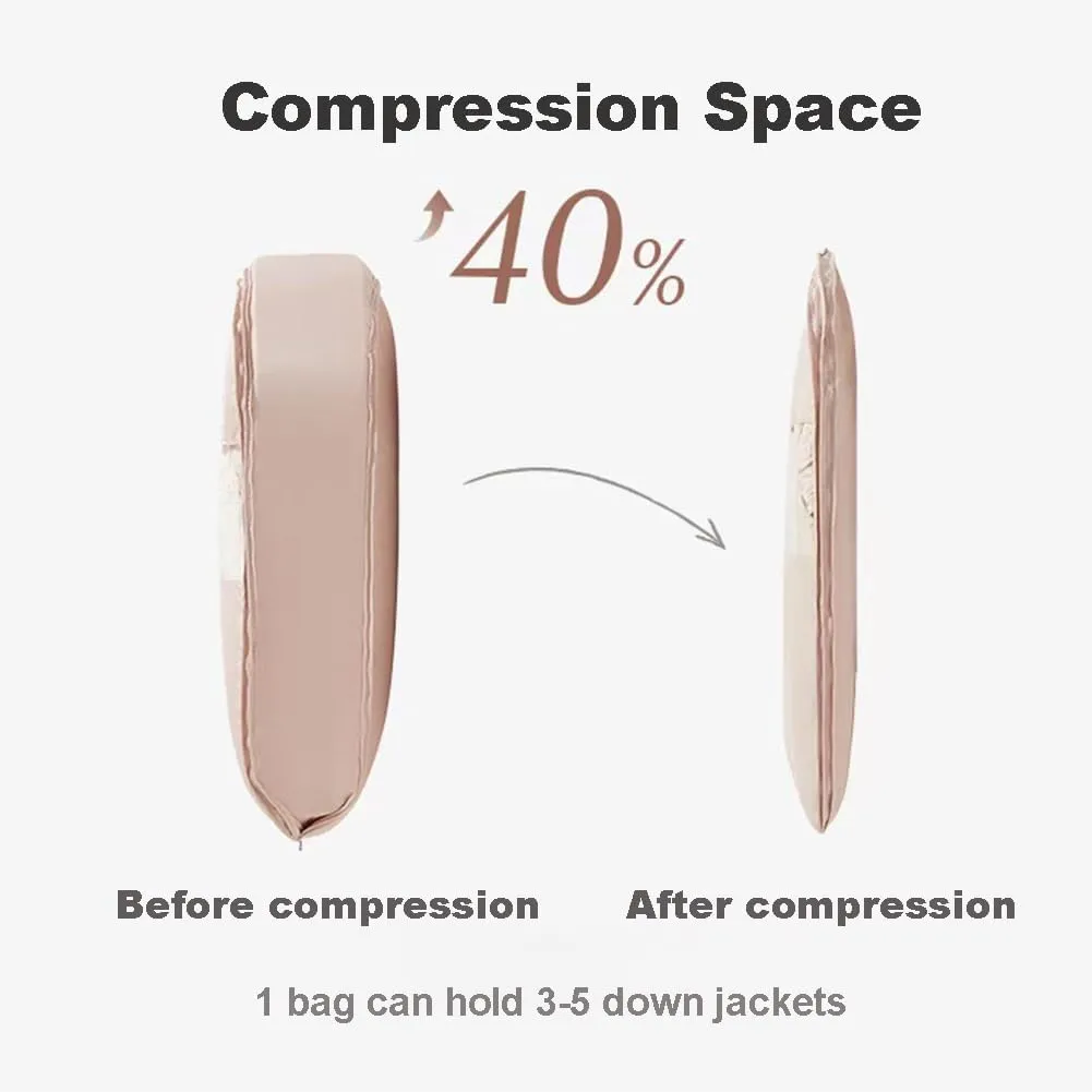 Space Saving Garment Bags,Closet Organizers Hanging with Self Compression Zipper,Storage Bag for Clothes travel(Beige,3PCS*XL)