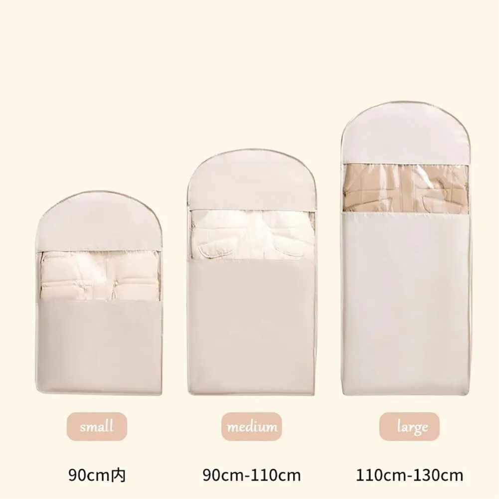 Space Saving Hanging Garment Bag with Self Compression Zipper, Garment Bags for Hanging Clothes Travel for Protecting Clothes, Closet Organizers and Storage for Down Coat(Beige,1_SMALL)