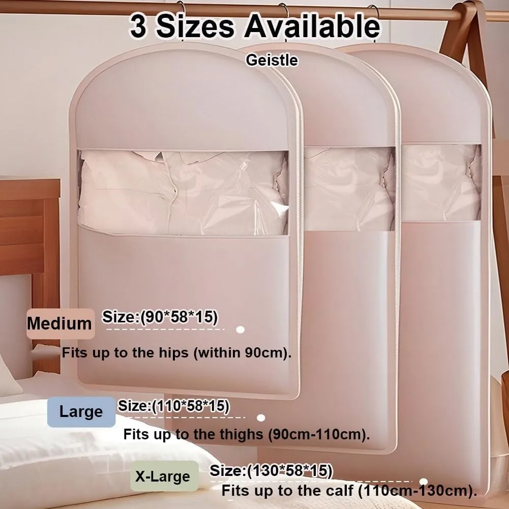 Space Saving Hanging Garment Bag with Self Compression Zipper, Garment Bags for Hanging Clothes Travel for Protecting Clothes, Closet Organizers and Storage for Down Coat(Beige,1_SMALL)