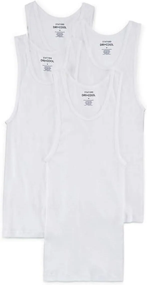 Stafford 4 Pair Dry Cool A-Shirts Tall