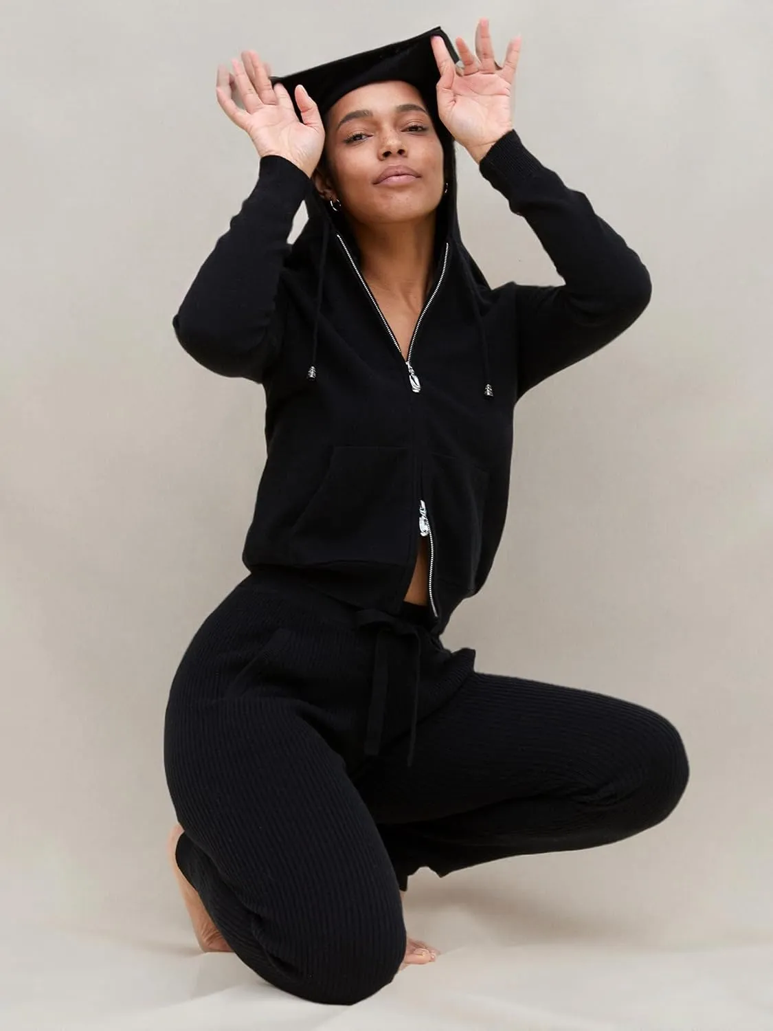 State Cashmere Womens Loungewear Set 100% Pure Cashmere Ribbed Sweater and Jogger Pants (Tops and Bottoms Sold Separately)