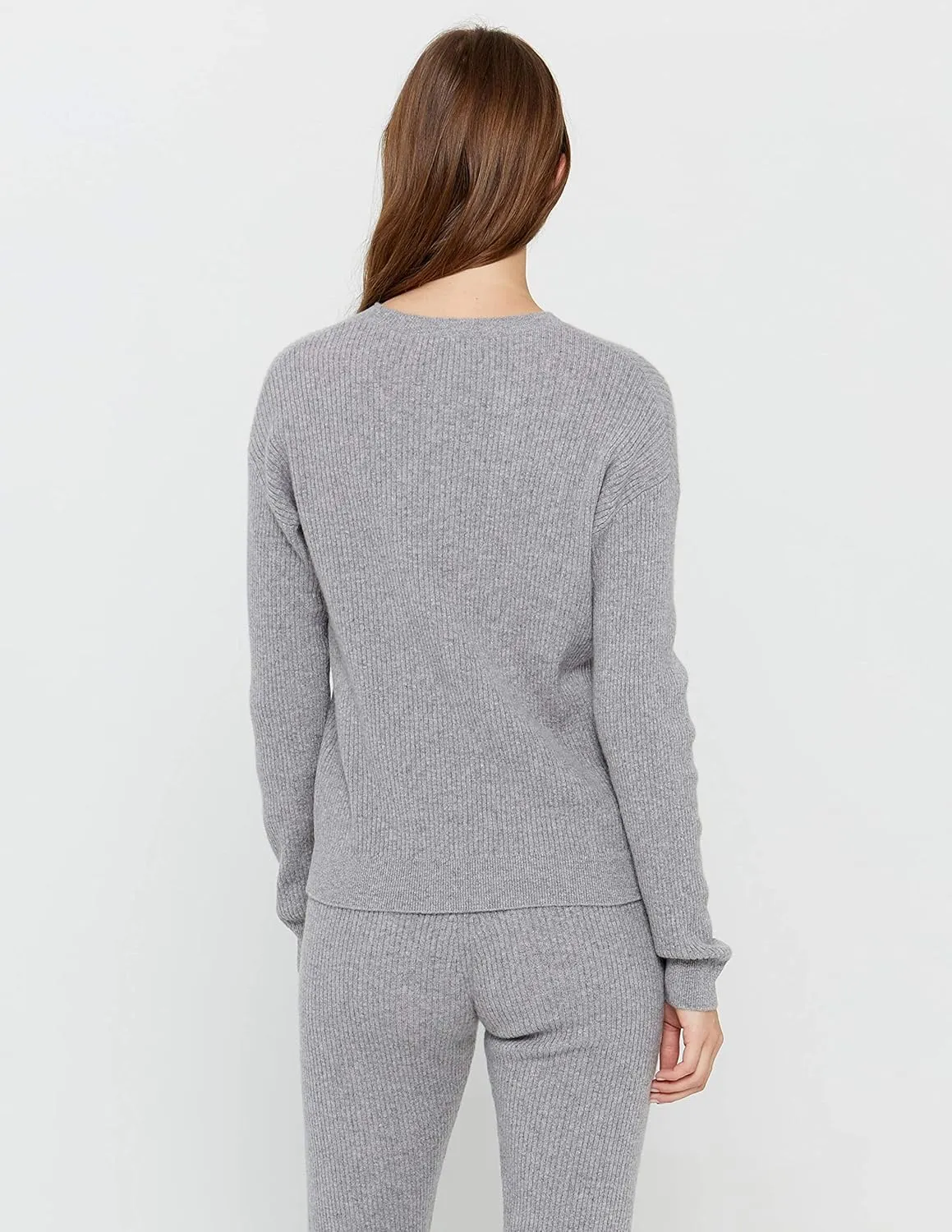 State Cashmere Womens Loungewear Set 100% Pure Cashmere Ribbed Sweater and Jogger Pants (Tops and Bottoms Sold Separately)
