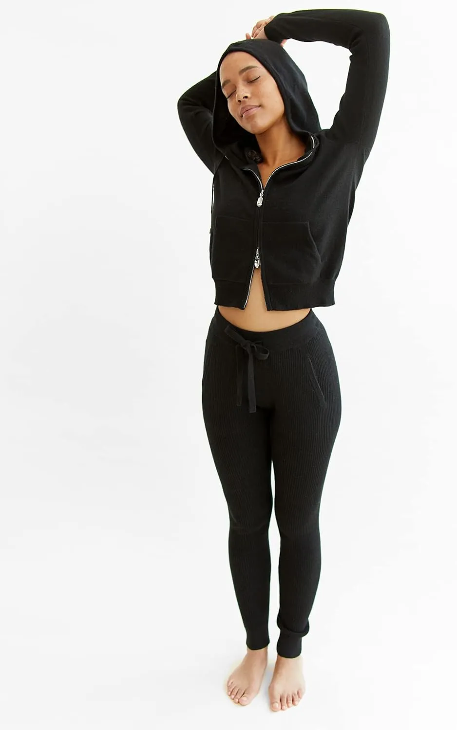 State Cashmere Womens Loungewear Set 100% Pure Cashmere Ribbed Sweater and Jogger Pants (Tops and Bottoms Sold Separately)