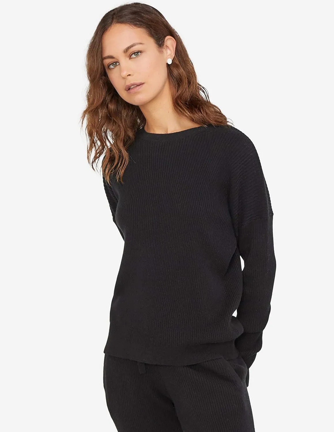 State Cashmere Womens Loungewear Set 100% Pure Cashmere Ribbed Sweater and Jogger Pants (Tops and Bottoms Sold Separately)