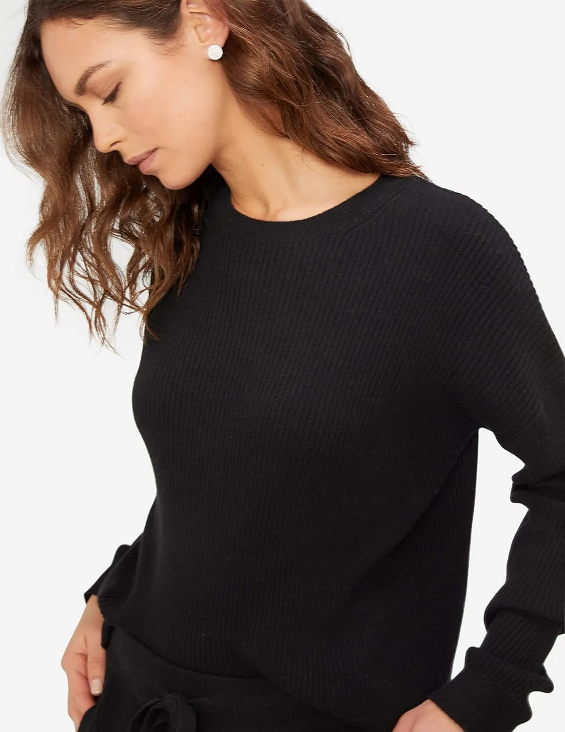 State Cashmere Womens Loungewear Set 100% Pure Cashmere Ribbed Sweater and Jogger Pants (Tops and Bottoms Sold Separately)