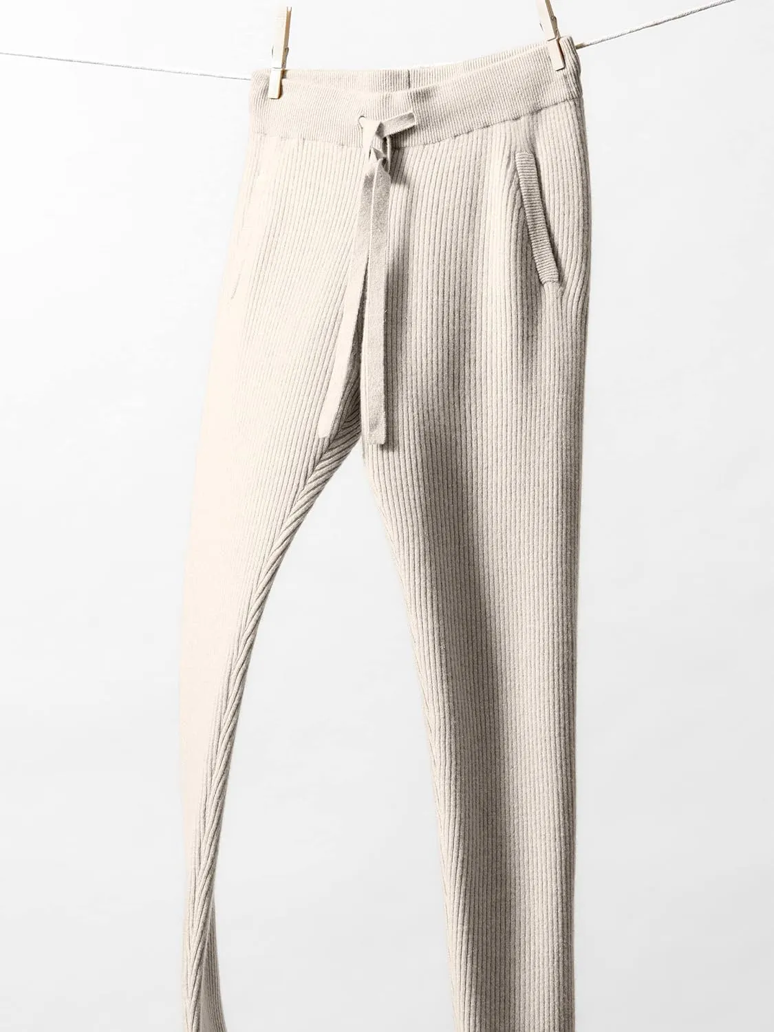State Cashmere Womens Loungewear Set 100% Pure Cashmere Ribbed Sweater and Jogger Pants (Tops and Bottoms Sold Separately)