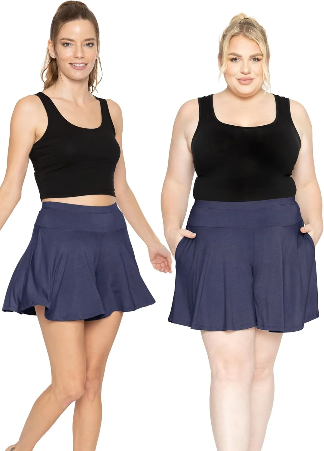 STRETCH IS COMFORT Womens and Plus Size Flowy Wide Leg Shorts with Pockets | S-5X