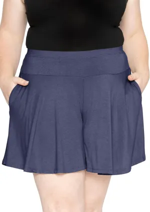 STRETCH IS COMFORT Womens and Plus Size Flowy Wide Leg Shorts with Pockets | S-5X