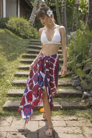 Sugar Skull Sarong with Fringe - Long Wrap by SHU-SHI