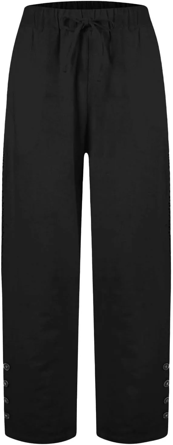 Sweats for Women Long Drawstring Casual Linen Elastic Women Leg Solid Cotton Pants Sports Athletic Lounge Pants with