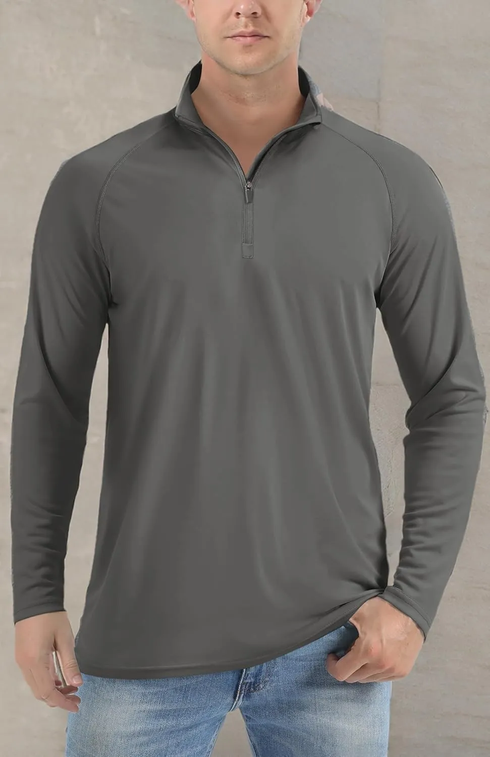TACVASEN Men's Long Sleeve Athletic Shirts 1/4 Pullover Zip Sun Protection Rash Guard UPF 50  Outdoor Running T-Shirts