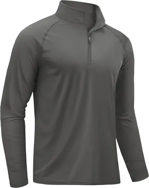 TACVASEN Men's Long Sleeve Athletic Shirts 1/4 Pullover Zip Sun Protection Rash Guard UPF 50  Outdoor Running T-Shirts