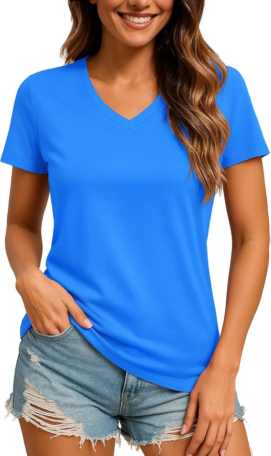 TACVASEN Workout Tops for Women UPF 50  Sun Protection V-Neck T Shirts Short Sleeve Quick Dry Athletic Running Shirts