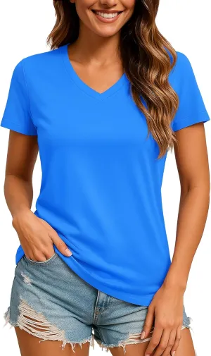TACVASEN Workout Tops for Women UPF 50  Sun Protection V-Neck T Shirts Short Sleeve Quick Dry Athletic Running Shirts