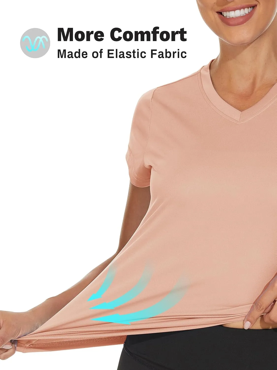 TACVASEN Workout Tops for Women UPF 50  Sun Protection V-Neck T Shirts Short Sleeve Quick Dry Athletic Running Shirts