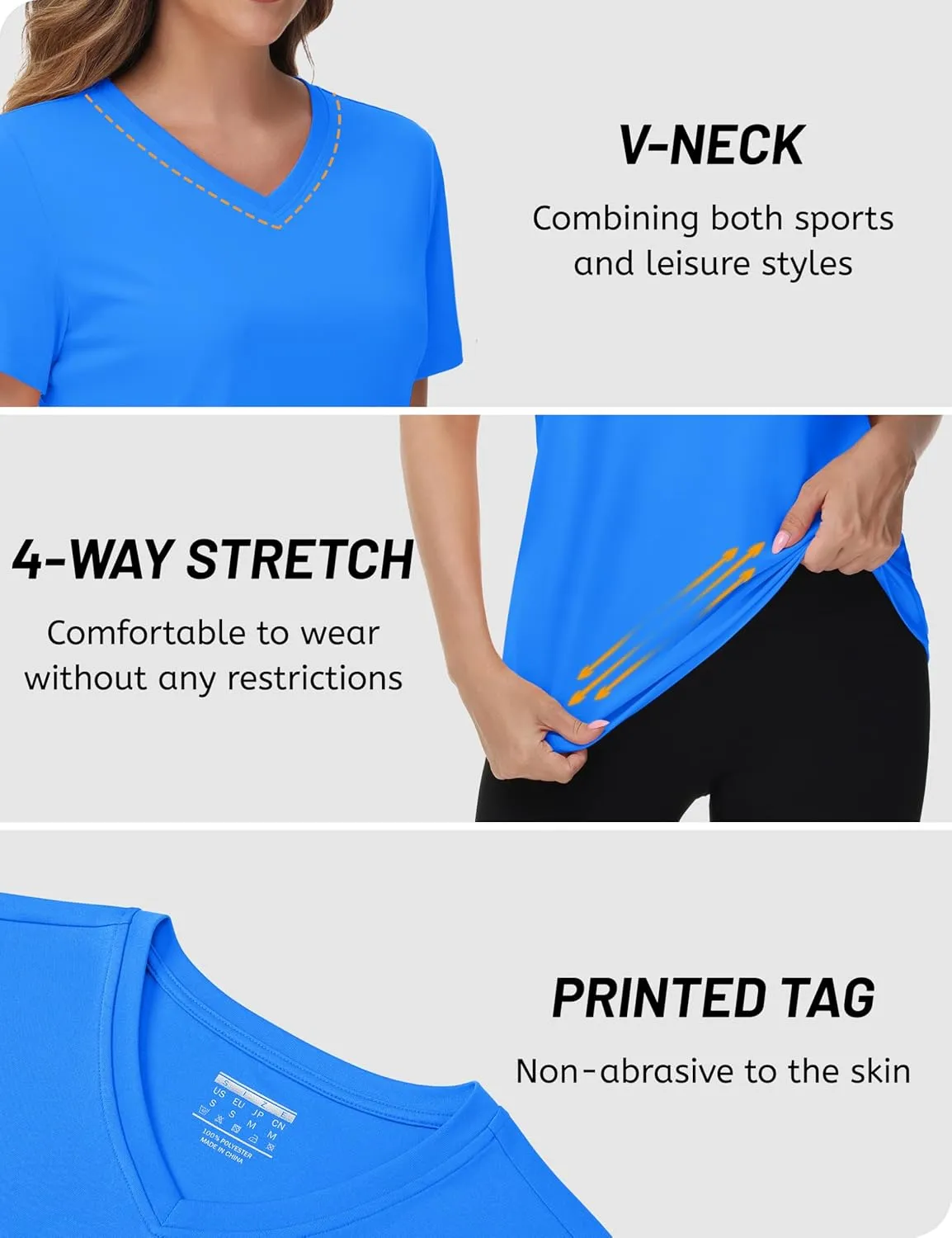 TACVASEN Workout Tops for Women UPF 50  Sun Protection V-Neck T Shirts Short Sleeve Quick Dry Athletic Running Shirts