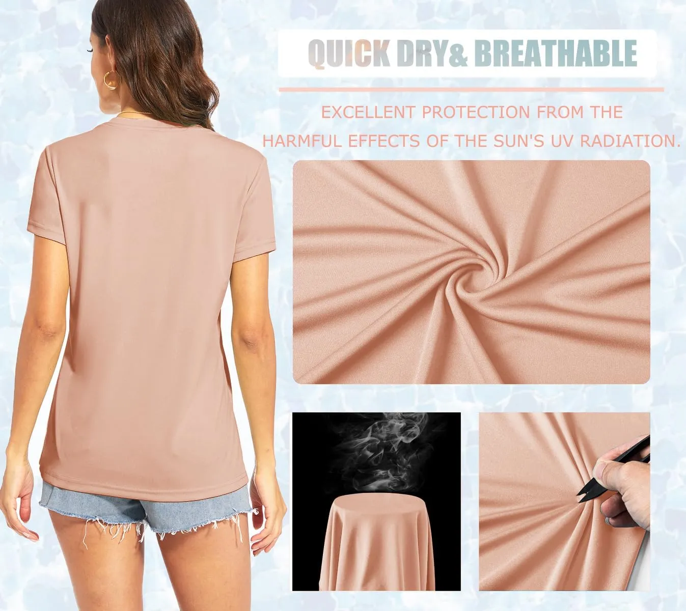 TACVASEN Workout Tops for Women UPF 50  Sun Protection V-Neck T Shirts Short Sleeve Quick Dry Athletic Running Shirts