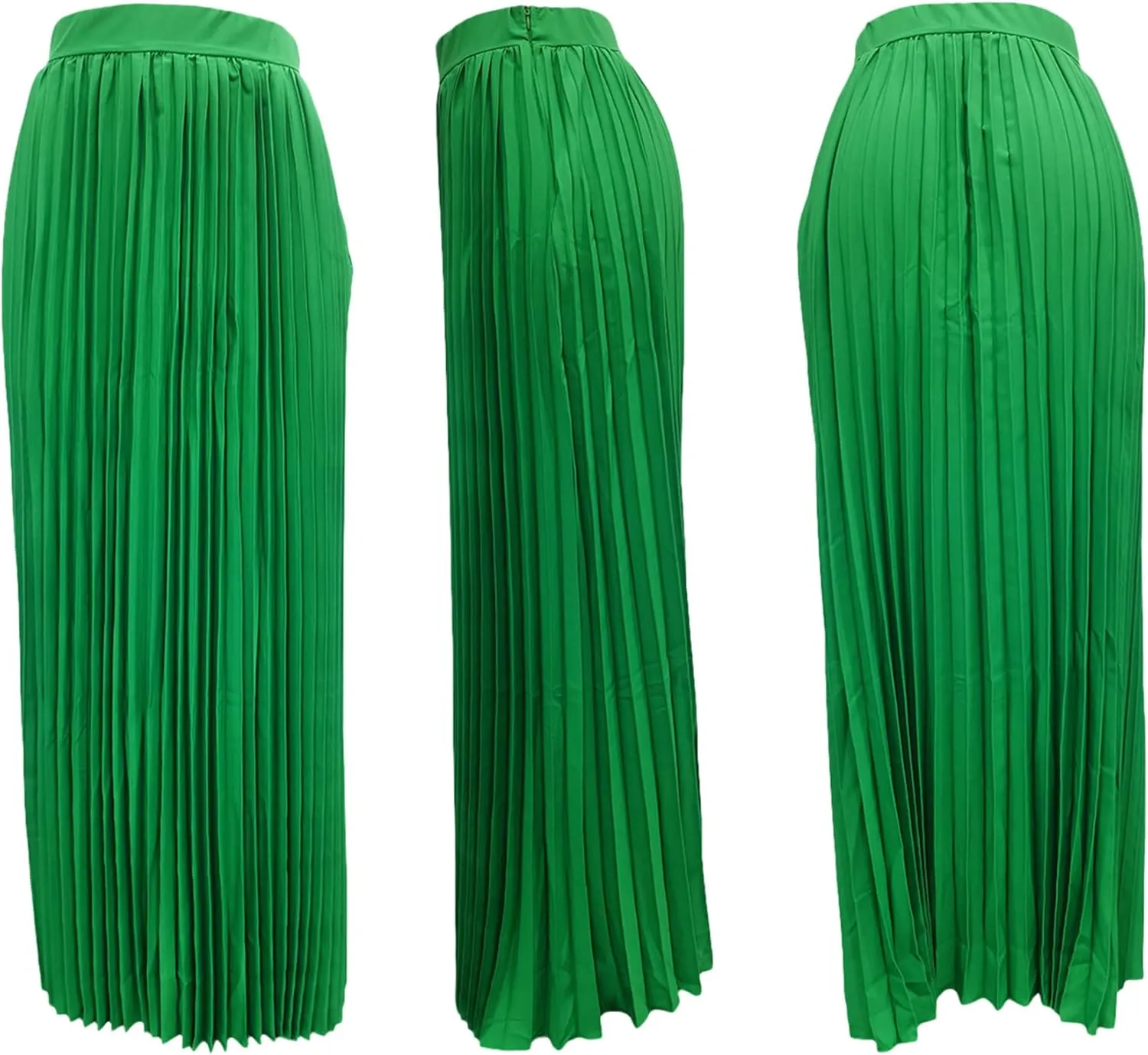 Tcremisa Women's Pleated Skirt High Waist Swing Skirts A Line Maxi Skirt Elastic Flare Skirts