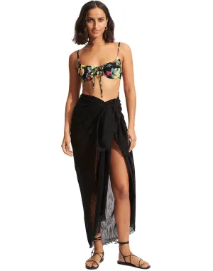 Textured Cotton Beach Wrap - Black