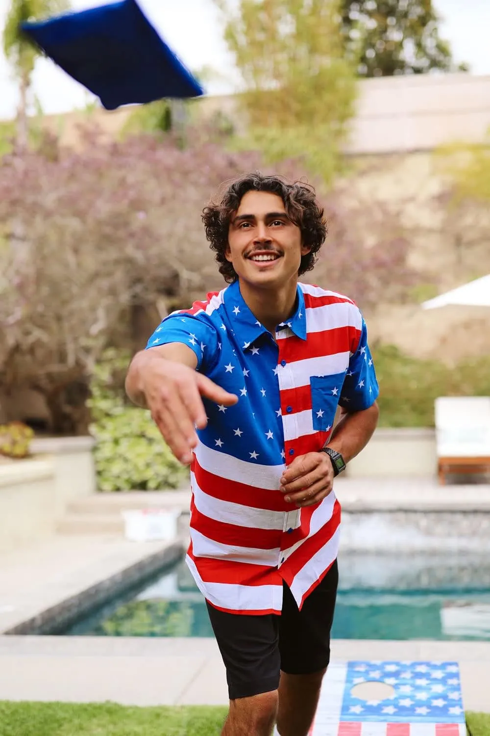 Tipsy Elves Patriotic Shirts for Men - USA Short Sleeve Button Up American Flag Shirts for Men for 4th of July