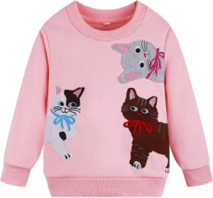 Toddler Baby Girls Sweatshirts Kids Winter Clothes Casual Long Sleeve Shirts Crewneck Pullover Sweater Tops 2T-7T