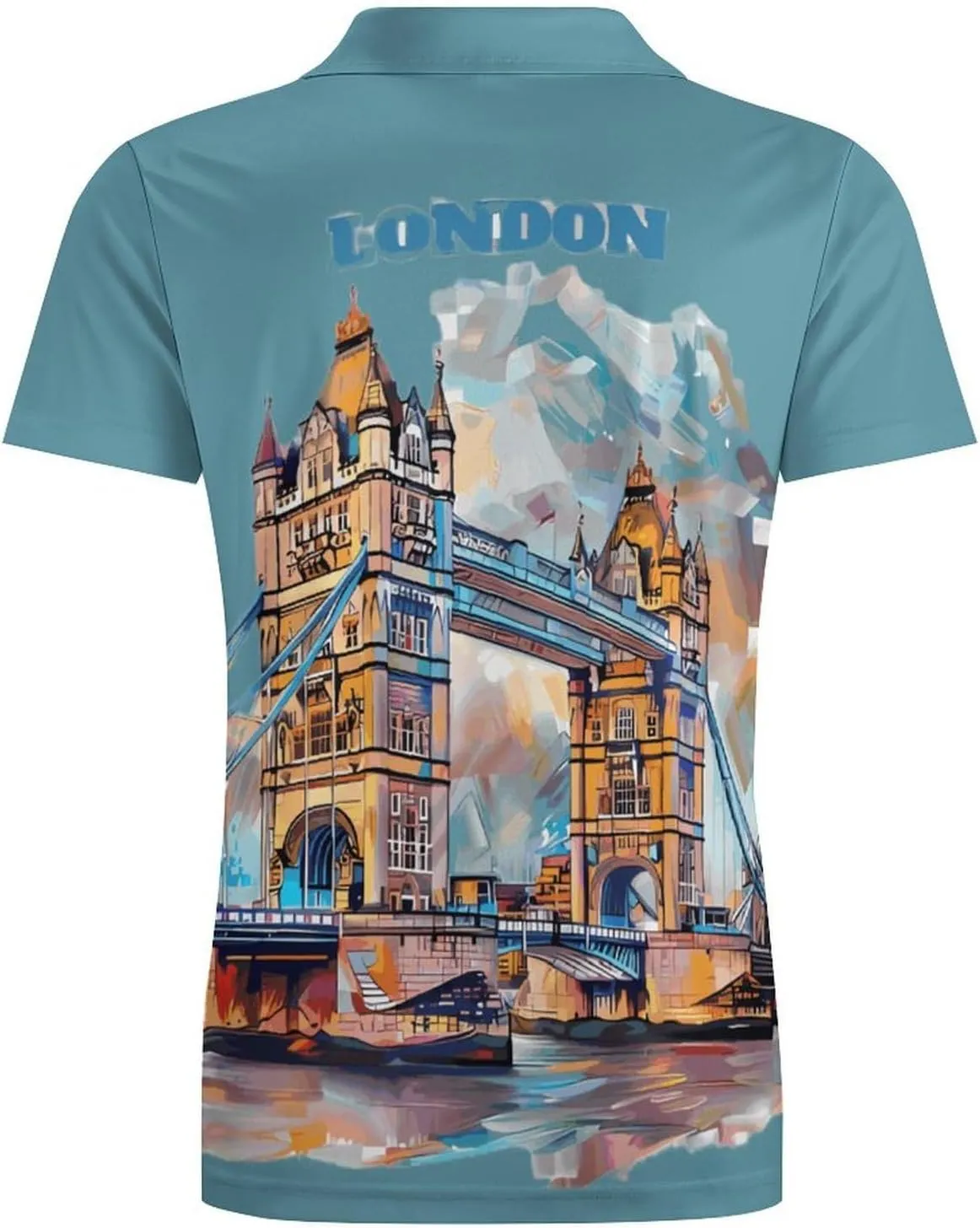 Tower Bridge London Men's Polo Shirt Short Sleeve Casual Athletic Quick Dry Golf T-Shirts