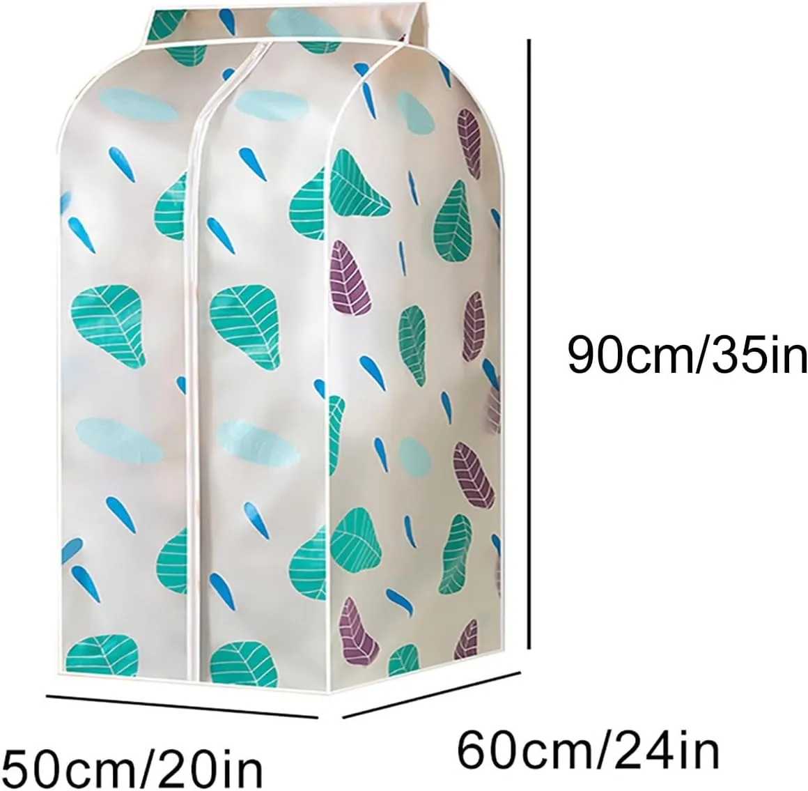 Translucent Garment Rack Cover, PEVA Garment Bag Wardrobe Bags for Hanging Clothes for Closet Clothes Dresses Suit Coats Storage(50x60x90cm/20x24x35in)