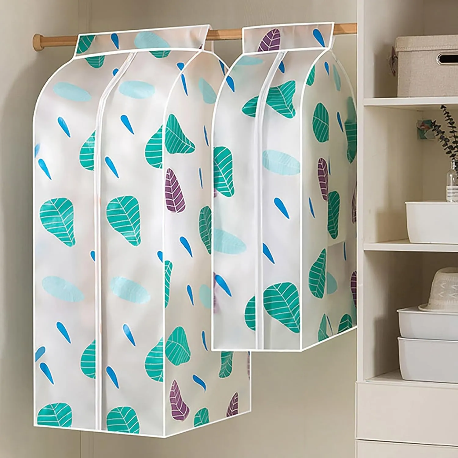 Translucent Garment Rack Cover, PEVA Garment Bag Wardrobe Bags for Hanging Clothes for Closet Clothes Dresses Suit Coats Storage(50x60x90cm/20x24x35in)