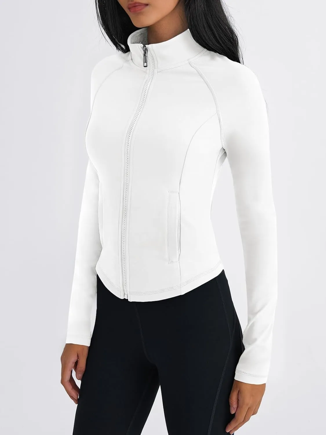 Trendy Queen Women's Full Zip Up Scrubs Lightweight Jacket Cropped Long Sleeve Workout Sweatshirts Slim Fit Running Hoodies