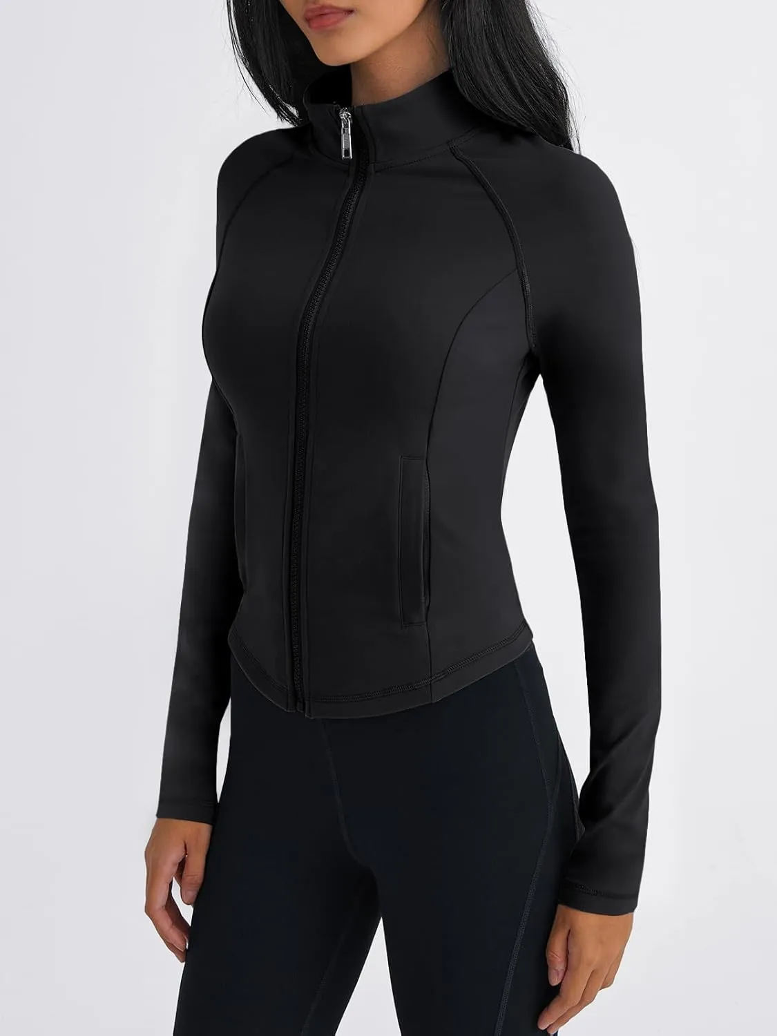 Trendy Queen Women's Full Zip Up Scrubs Lightweight Jacket Cropped Long Sleeve Workout Sweatshirts Slim Fit Running Hoodies