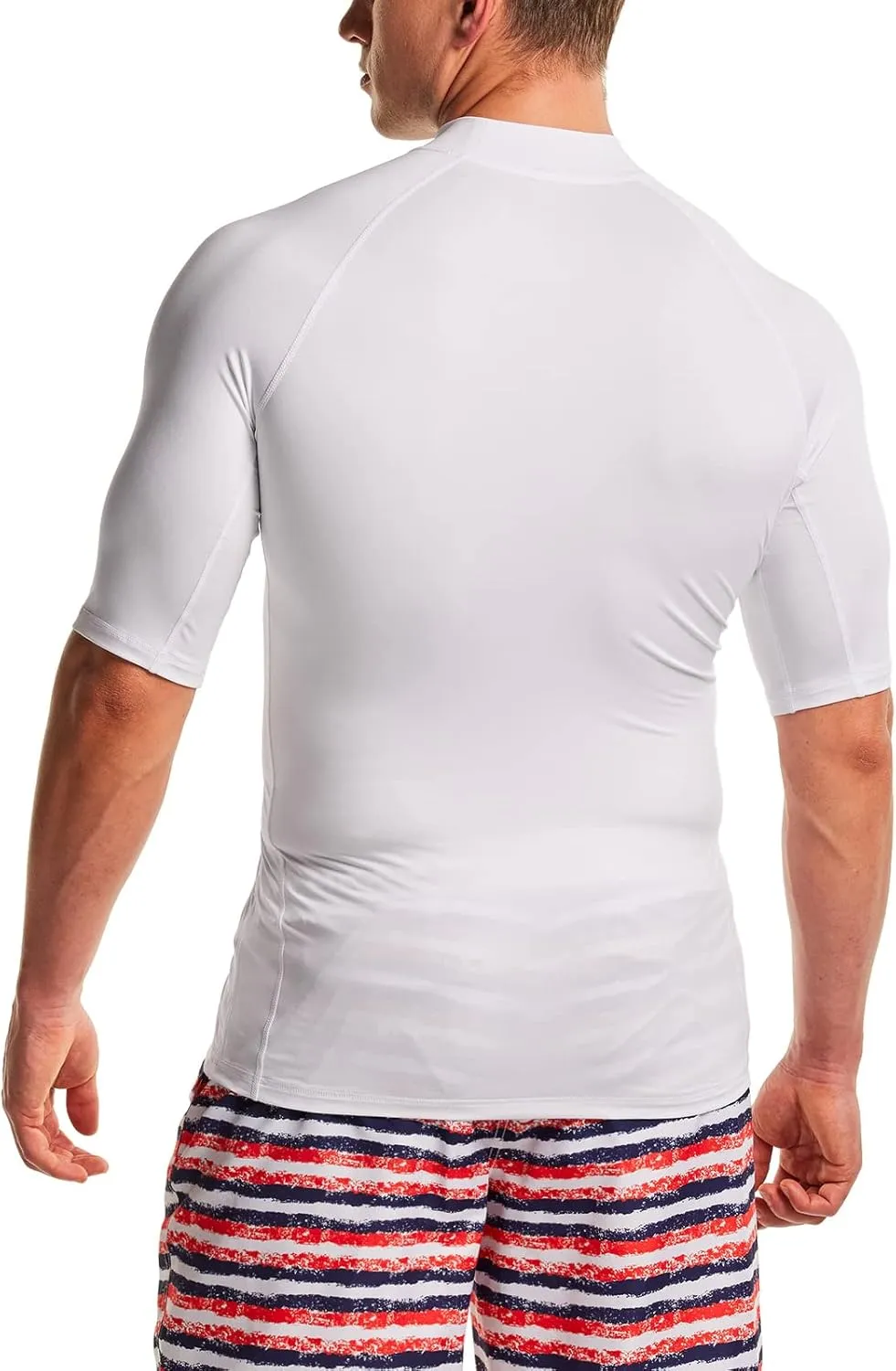 TSLA Men's Rash Guard Swim Shirts, UPF 50  Quick Dry Mid/Short Sleeve Swimming Shirt, UV/SPF Water Surf Shirts