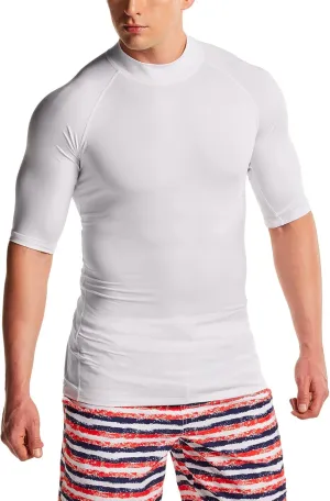 TSLA Men's Rash Guard Swim Shirts, UPF 50  Quick Dry Mid/Short Sleeve Swimming Shirt, UV/SPF Water Surf Shirts