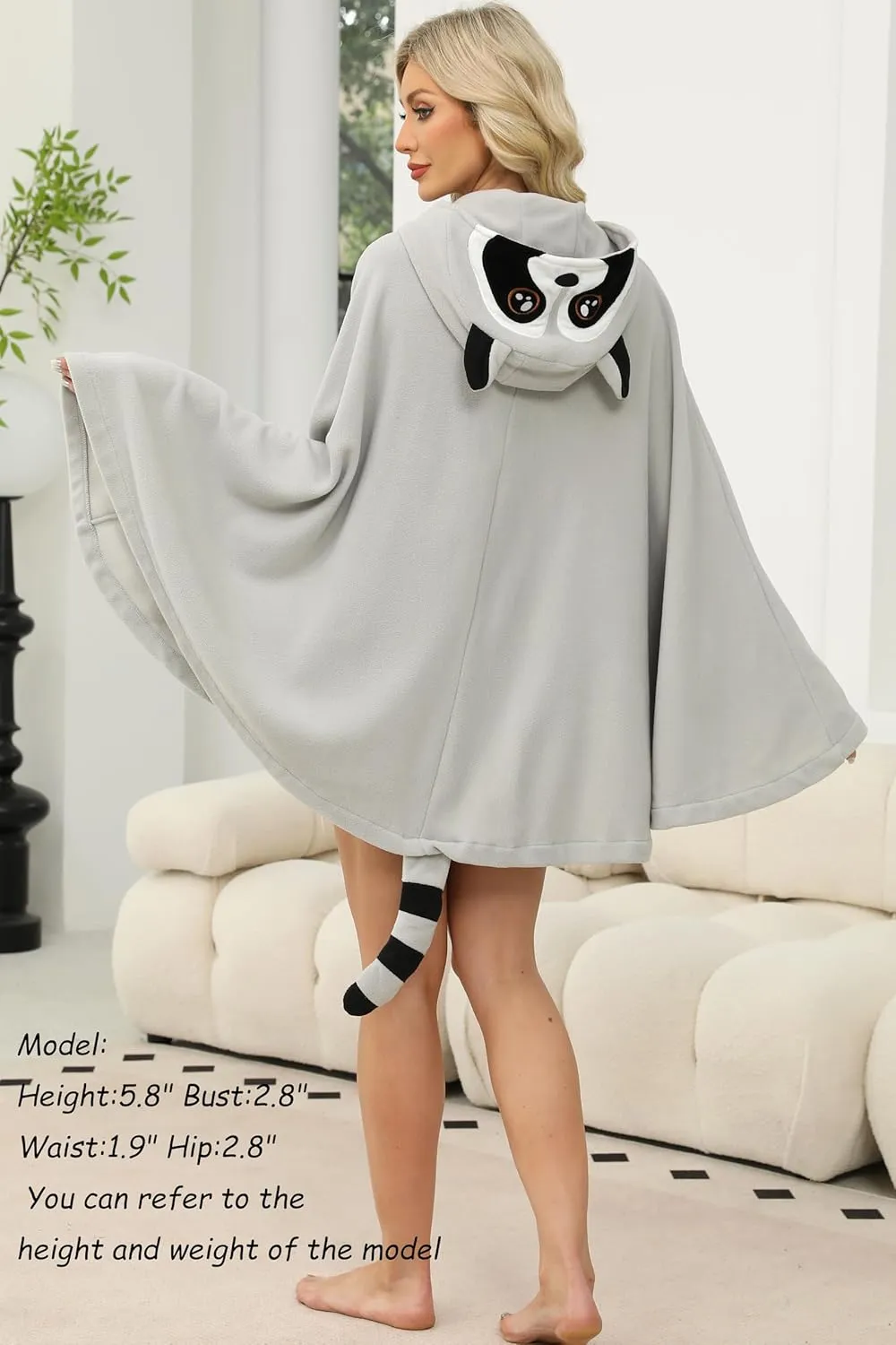Unisex Adults Animal Hooded Cloak Cartoon Cape for Halloween Christmas Party Cosplay Costumes