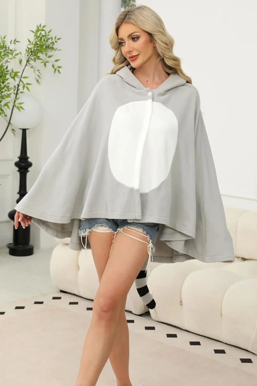 Unisex Adults Animal Hooded Cloak Cartoon Cape for Halloween Christmas Party Cosplay Costumes