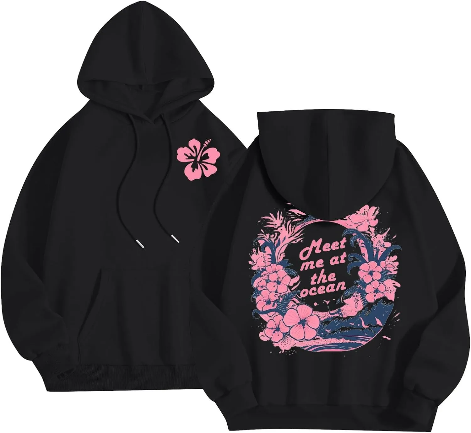 Unisex Oversized Hoodies Long Sleeve Palm Puff Preppy Sweatshirt Drawstring Cute Print Casual Graphic Hoodie