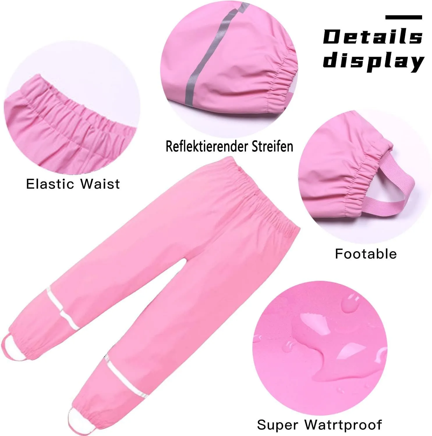 Unisex rain Pants Children,Women Waterproof and Windproof rain Trousers Over Pants for Girls Boys 98-134