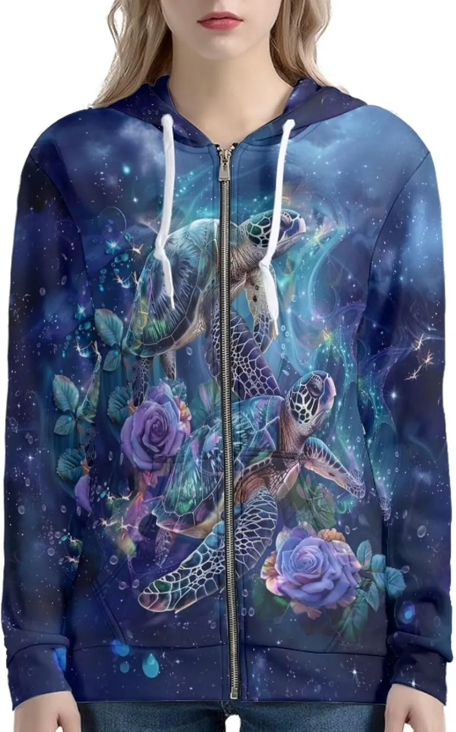 Uourmeti Zip Up Hoodie Graphic Y2k Hooded Sweatshirt Jacket for Women XS-5XL