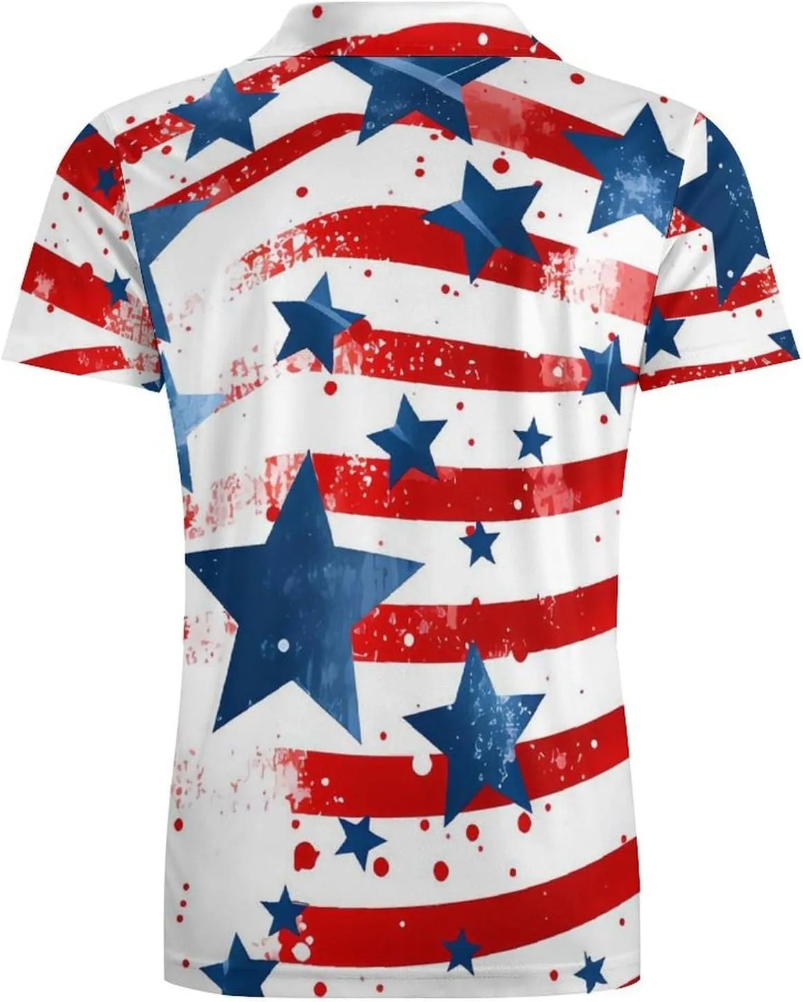 U.S. Flag Stars and Red Stripes Men's Polo Shirt Short Sleeve Casual Athletic Quick Dry Golf T-Shirts