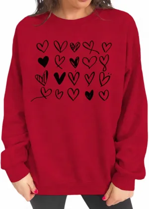 Valentines Sweatshirt Women Cute Love Heart Graphic Long Sleeve Shirts Casual Crewneck Pullover Tops
