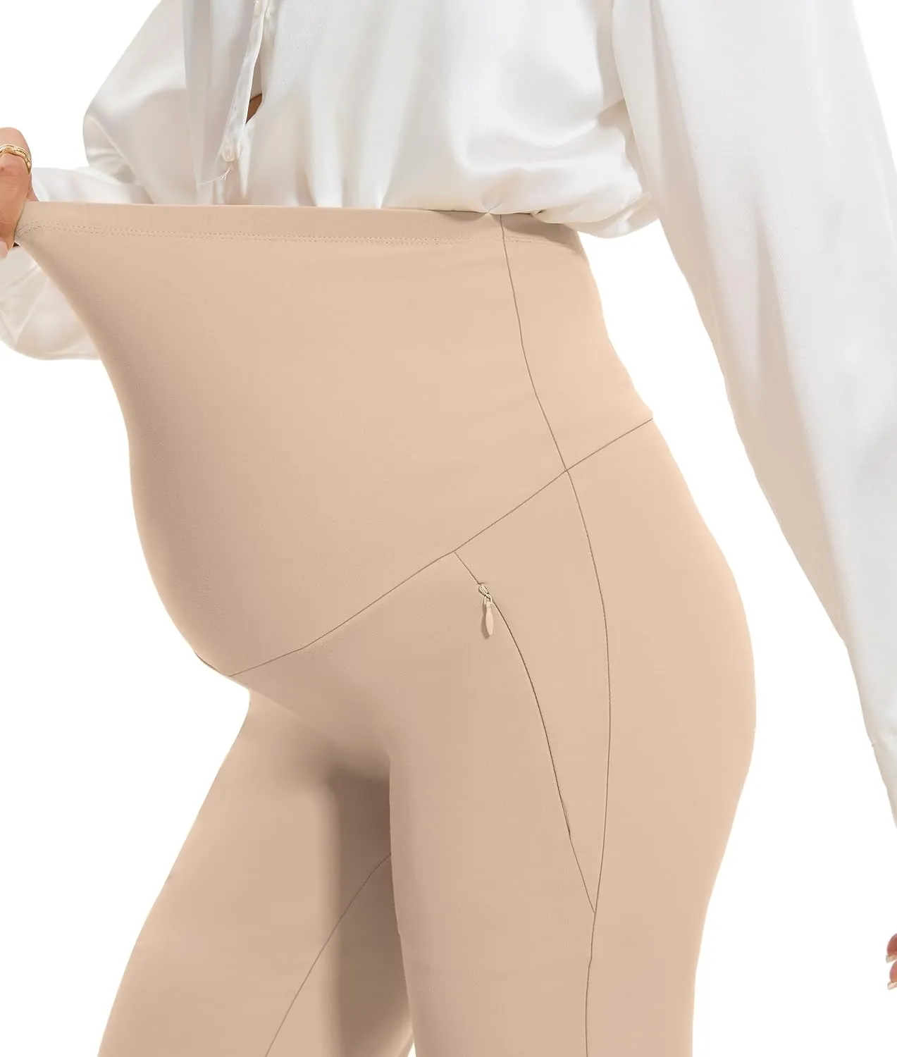 VIMPEP Soft Feeling Wide Leg Maternity Yoga Pants Over The Belly Pregnancy Dress Pants Petite/Regular with Pockets 305